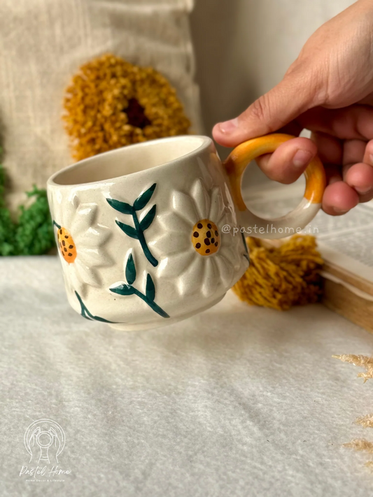 Sunflower Ceramic Mug – Handmade Floral Aesthetic Coffee Cup