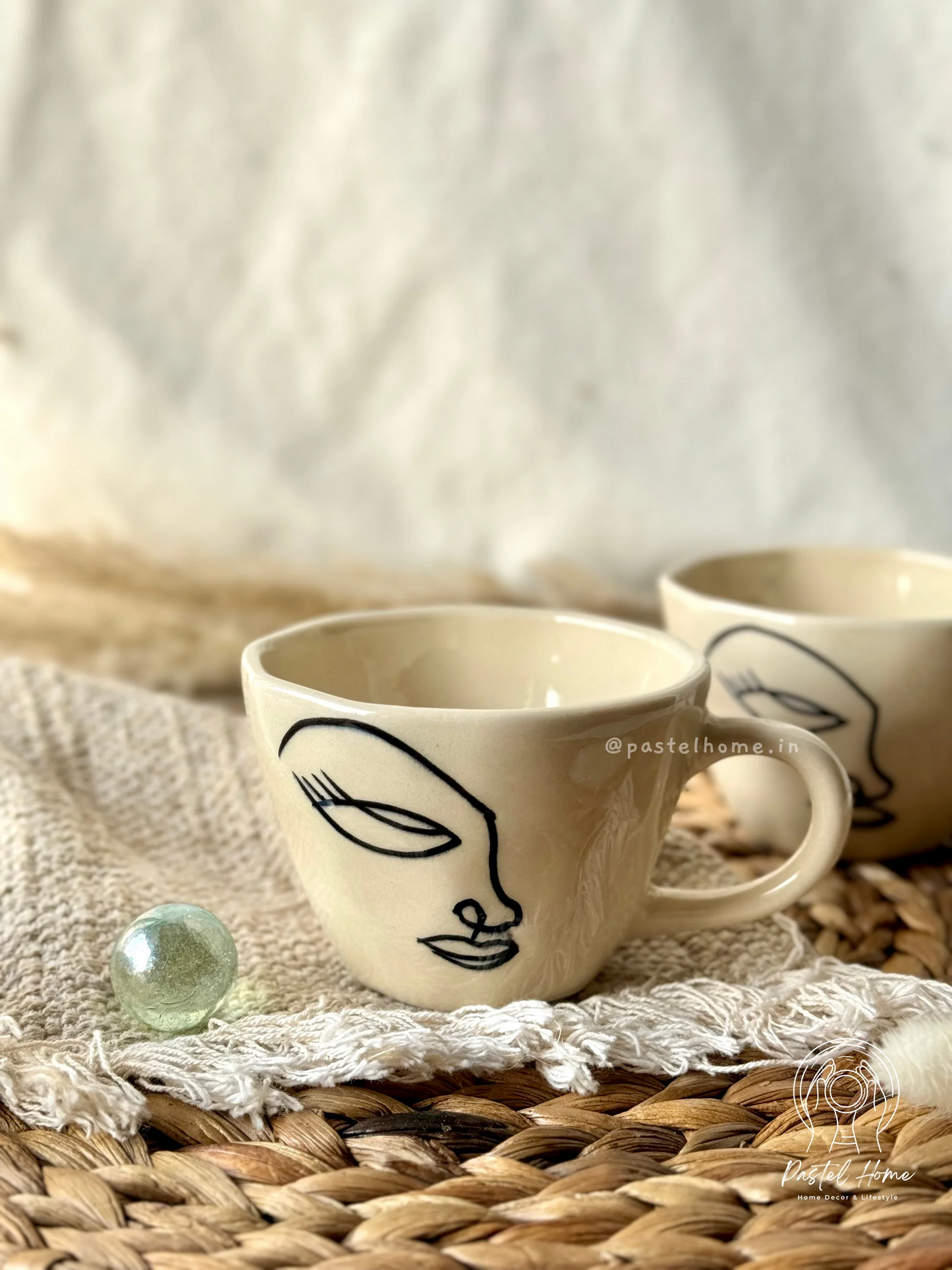 Abstract Face Ceramic Coffee Mug – Minimalist Aesthetic Tea Cup for Home & Office